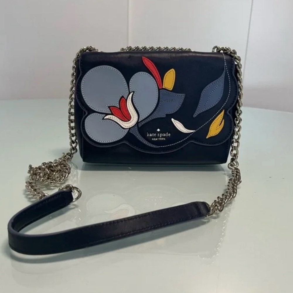 New Kate Spade Navy Floral Chain Bag - Picture 2 of 5